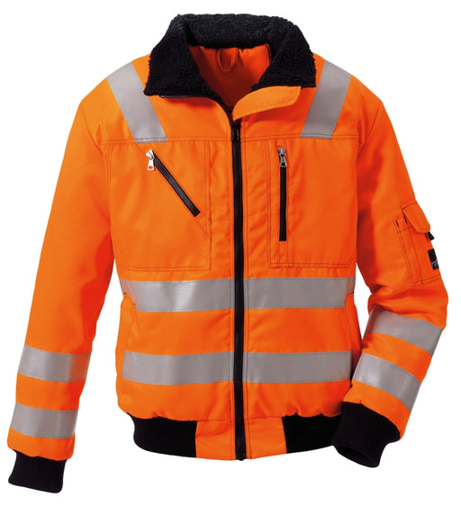 Rofa Herren Warnschutz Arbeitsjacke 14490 leuchtorange mit Teddyfutter, Klasse 2, Vorderansicht