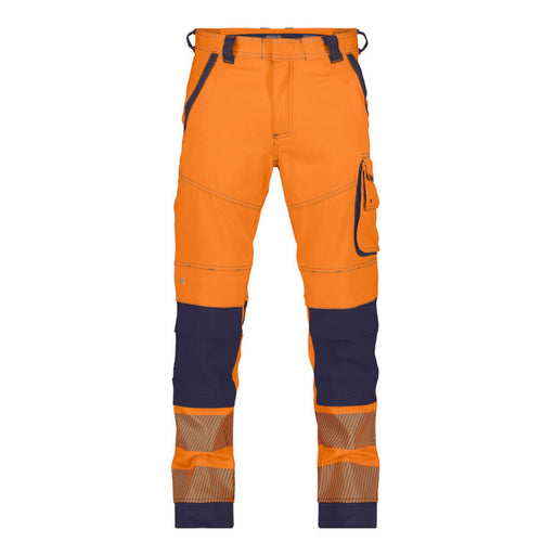 Dassy Damen Warnschutzhose Aruba orange-dunkelblau mit Kniepolstertaschen, Klasse 2, Vorderansicht