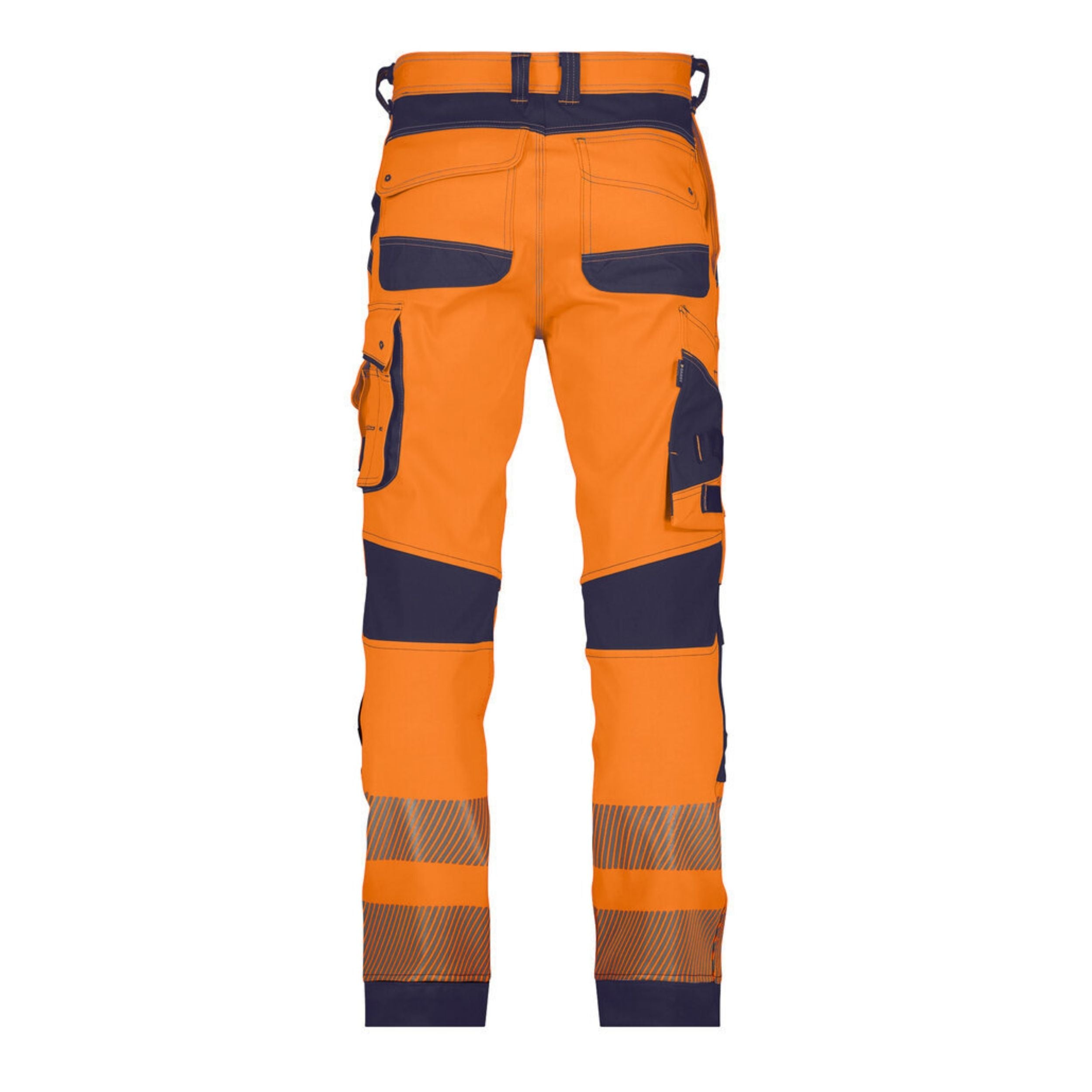 DASSY® Damen Warnschutzhose Aruba mit Kniepolstertaschen und Stretch – Klasse 2 – Orange/Dunkelblau