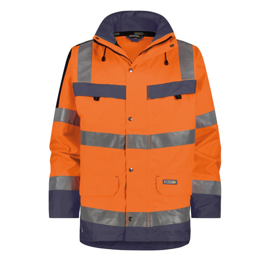 Dassy Herren Warnschutz-Regenparka Atlantis 300346 neonorange-dunkelblau, Klasse 2, Vorderansicht