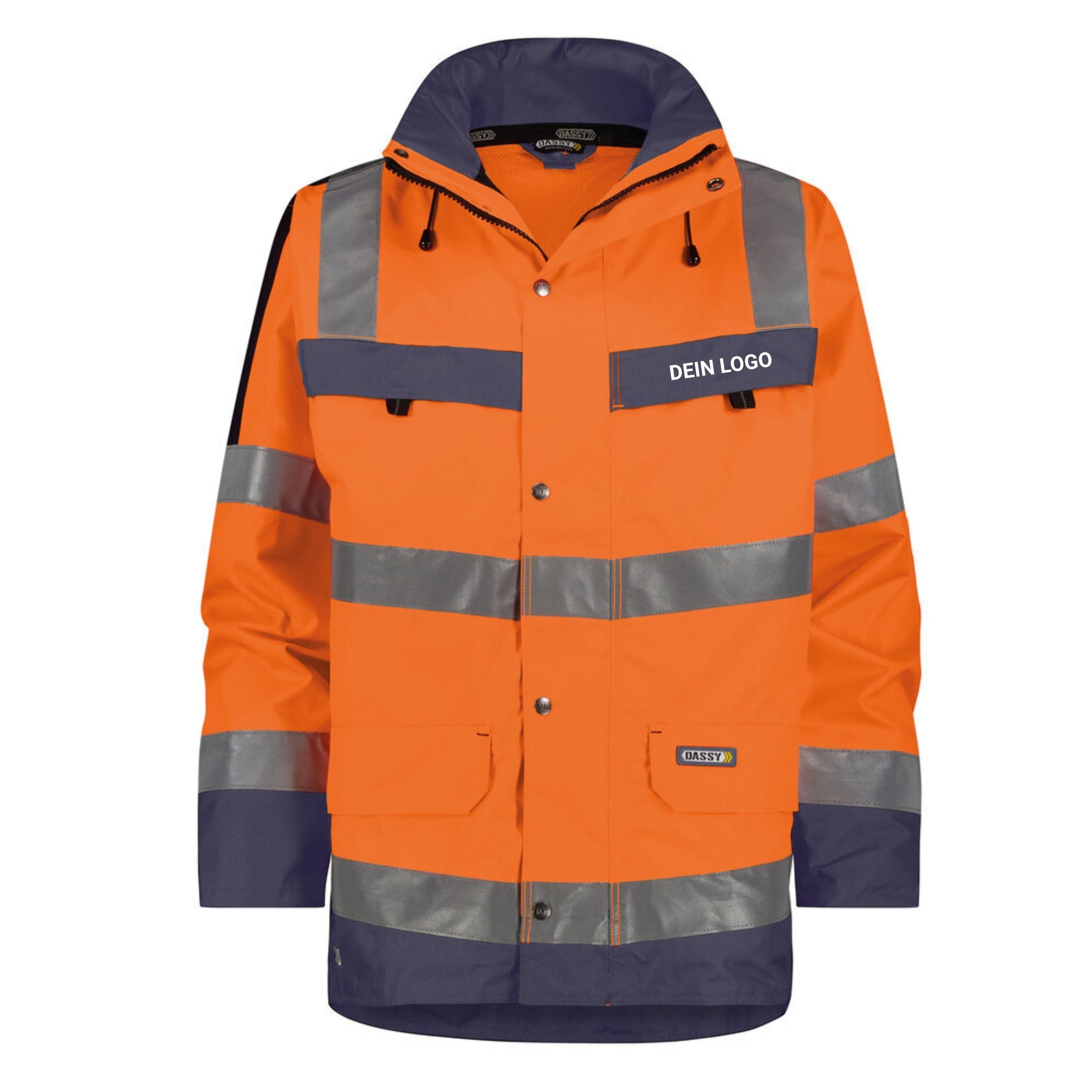 Dassy Herren Warnschutz-Regenparka Atlantis für Arbeit & Baustelle – Klasse 2 – 300346