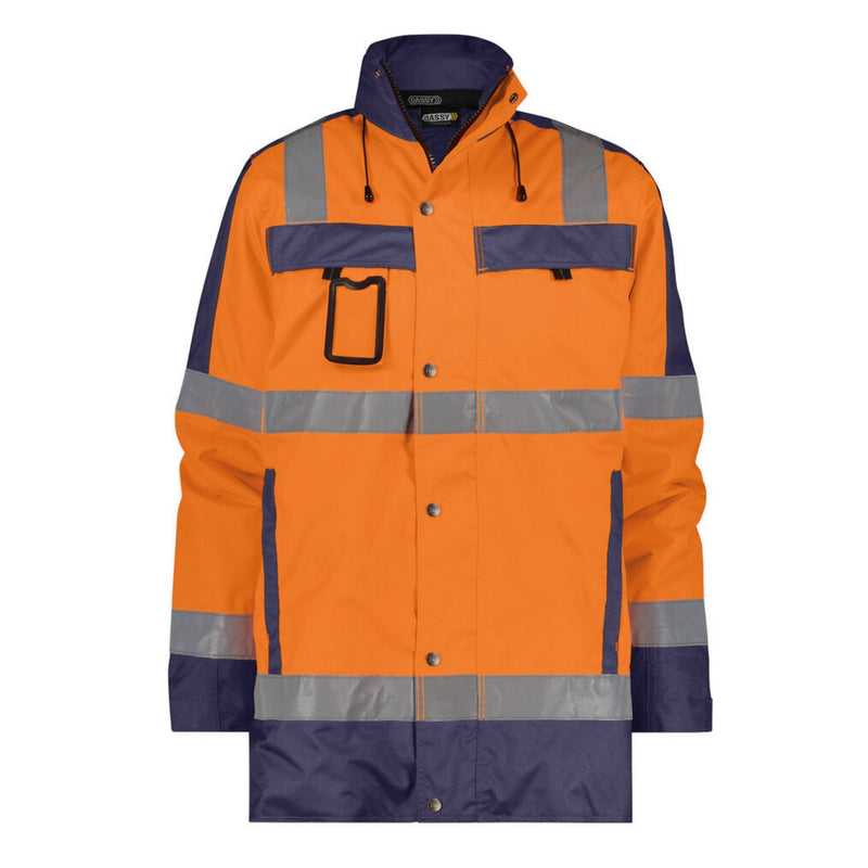 Dassy Herren Warnschutz-Winterparka Limasol 500132 neonorange-dunkelblau, Klasse 3, Vorderansicht