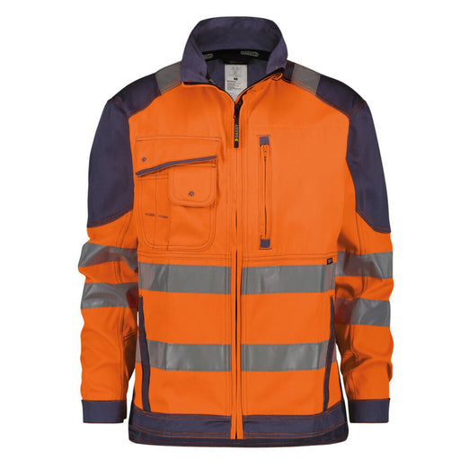 Dassy Herren Warnschutzjacke Orlando 300367 neonorange-dunkelblau, Klasse 2, Vorderansicht