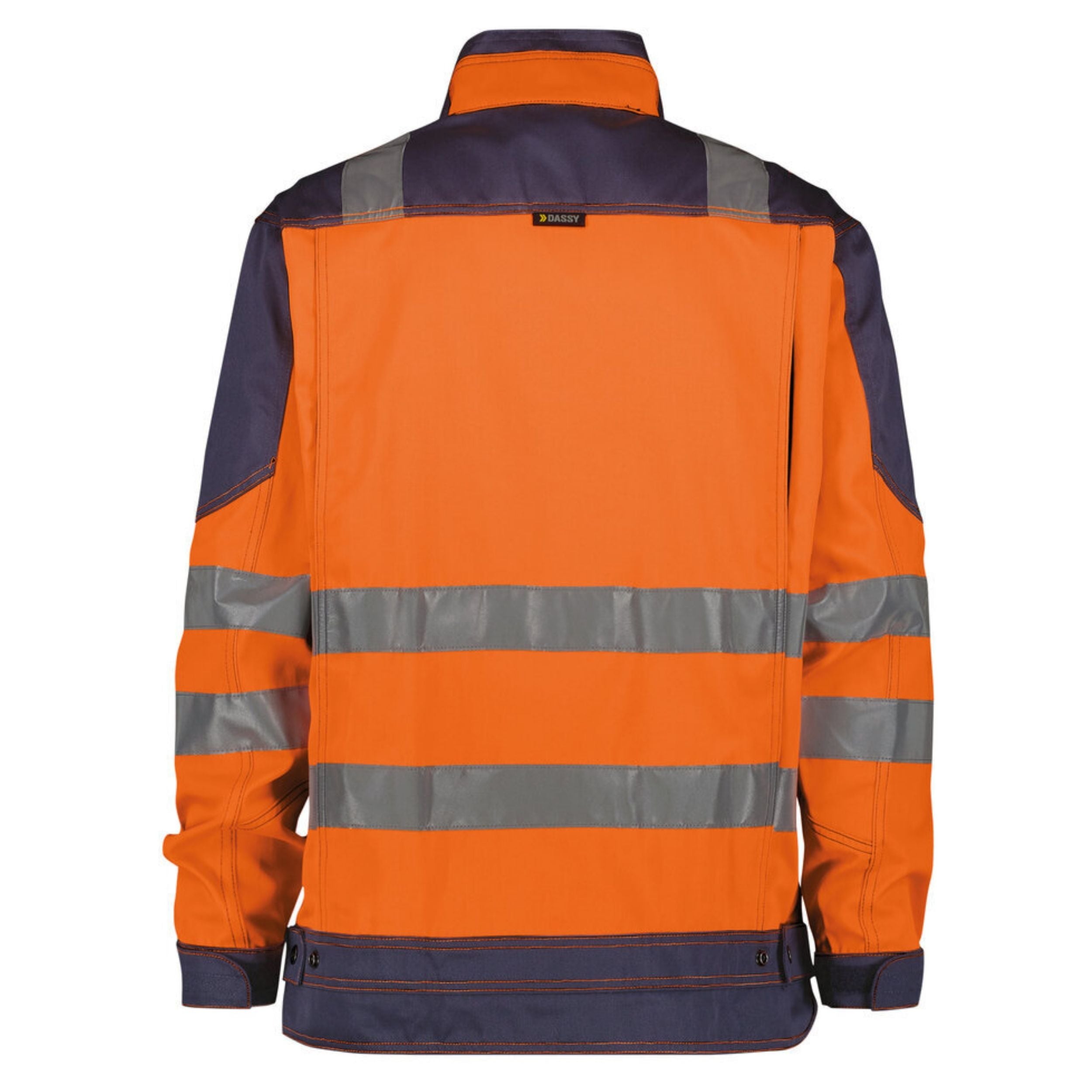 Dassy Herren Warnschutzjacke Orlando mit Reflexstreifen – Klasse 2 – 300367 Neonorange/Dunkelblau