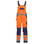 Dassy Herren Warnschutz Latzhose Toulouse 400127 neonorange-dunkelblau, Klasse 2, Vorderansicht