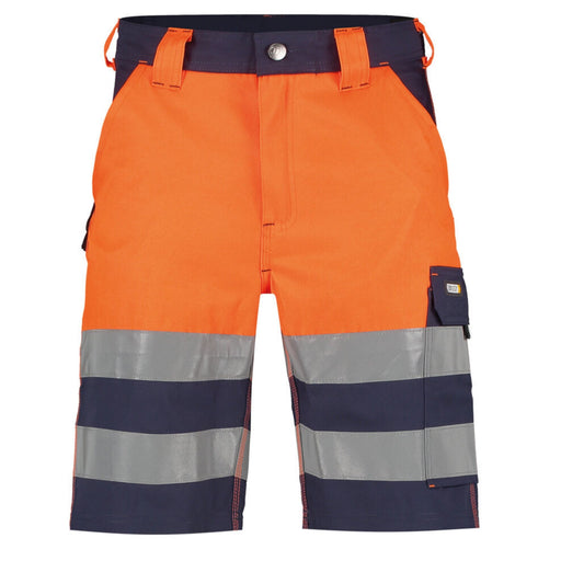 Dassy Herren Warnschutz Shorts Venna 250030 neonorange-dunkelblau, EN ISO 20471 Klasse 1, Vorderansicht