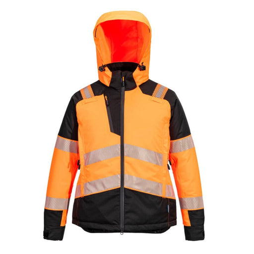 Portwest Damen Warnschutz Winterjacke T162 PW3 orange-schwarz, wasserdicht Klasse 2, Vorderansicht