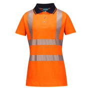 Portwest Damen Warnschutz Poloshirt LW72 orange-schwarz, EN ISO 20471 Klasse 2, Vorderansicht