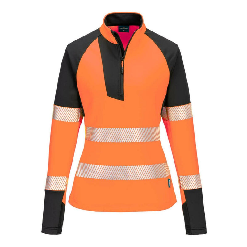 Portwest Damen Warnschutz Sweatshirt T173 PW3 orange-schwarz, Klasse 2, Vorderansicht