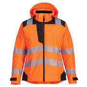 Portwest Damen Warnschutz Regenjacke PW389 PW3 orange-schwarz, EN ISO 20471 Klasse 3, Vorderansicht