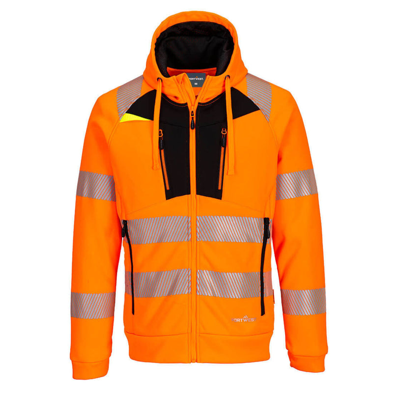 Portwest Herren Warnschutz Kapuzenjacke DX484 orange-schwarz, Klasse 2, Vorderansicht