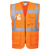 Portwest Warnweste Berlin Executive S476ORR warnorange, EN ISO 20471 Klasse 2, Vorderansicht