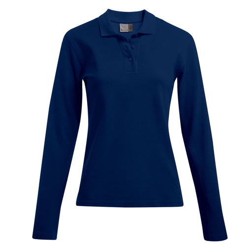 Promodoro Damen Poloshirt langarm 4605F navy, Piqué, Vorderansicht