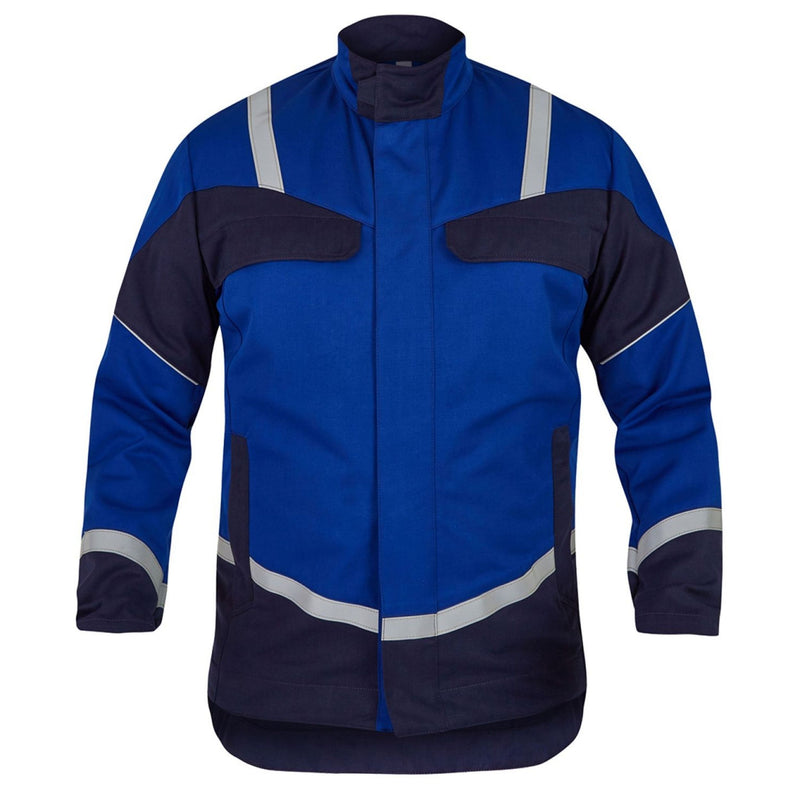 Rofa Herren Elektriker-Arbeitsjacke 1552365 kornblau-marine mit Reflexstreifen, Multinorm, Vorderansicht