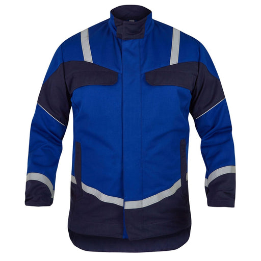 Rofa Herren Elektriker-Arbeitsjacke 1552365 kornblau-marine mit Reflexstreifen, Multinorm, Vorderansicht