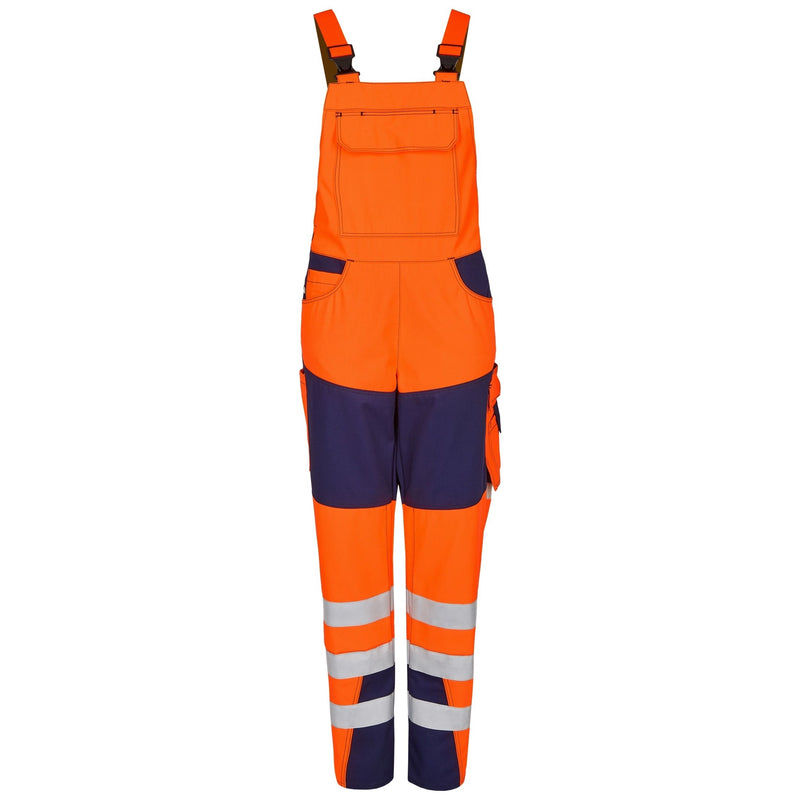 Rofa Damen Warnschutz Latzhose 2752314 orange mit Reflexstreifen, Klasse 2, Vorderansicht
