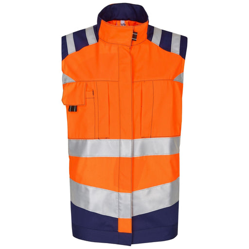 Rofa Damen Warnschutzweste 2752315 orange mit Reißverschluss und Reflexstreifen, Klasse 2, Vorderansicht