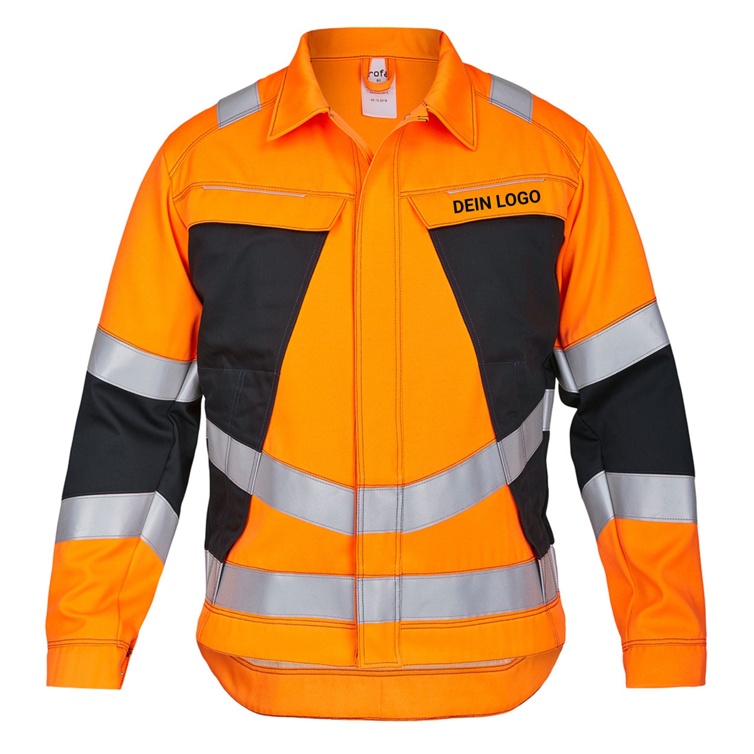 Rofa Herren Multinorm Arbeitsjacke 6652350 Orange/Schwarz - Warnschutz Klasse 2 - mit Reflexstreifen, verlängerter Rücken, Bewegungsfalten