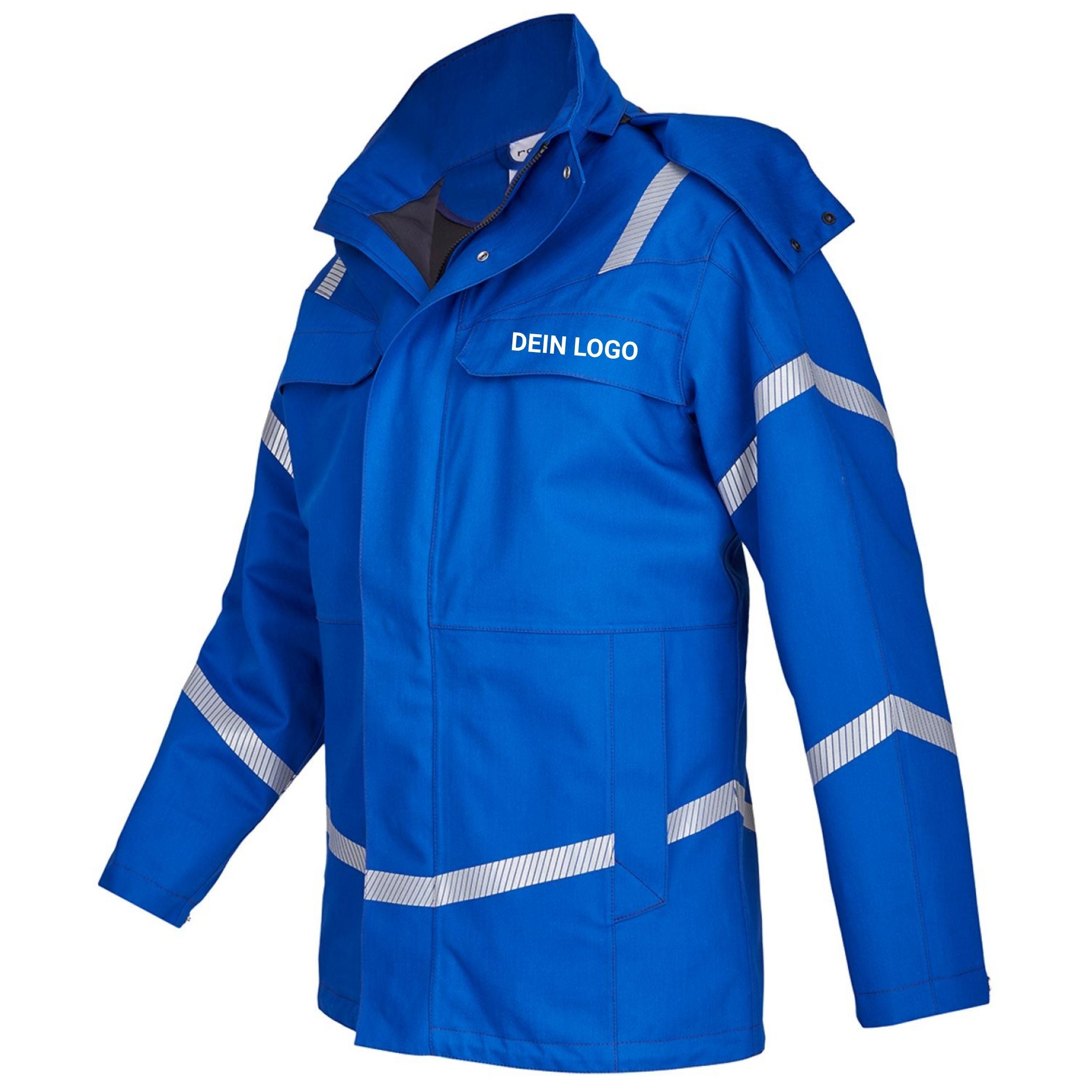 Rofa Herren Elektriker Parka 5572356 Kornblau/Marine, mit abnehmbarer Kapuze, segmentierten Reflexstreifen, Innenjacke optional - für Schlechtwetter und Montage
