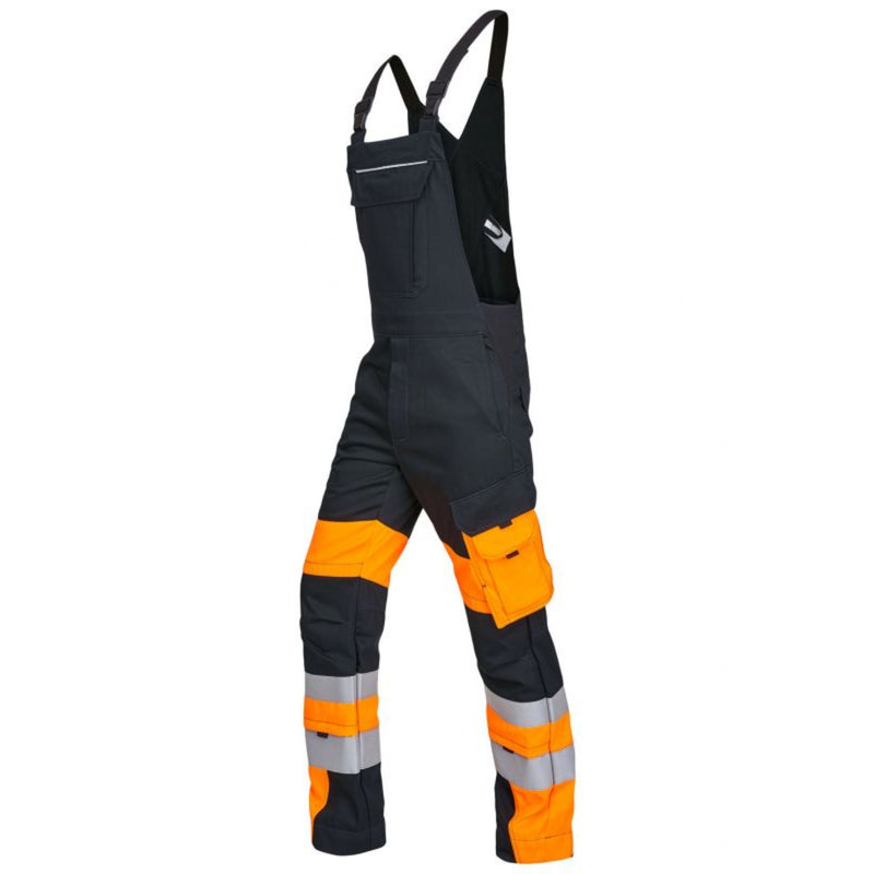 Rofa Herren Multinorm Latzhose 6652355 anthrazit-leuchtorange, Warnschutz Klasse 1, Vorderansicht