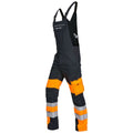 Rofa Herren Multinorm Latzhose 6652355 Anthrazit-Leuchtorange - Warnschutz Klasse 1 - mit Stretchträgern, Cargotasche, Reflexstreifen