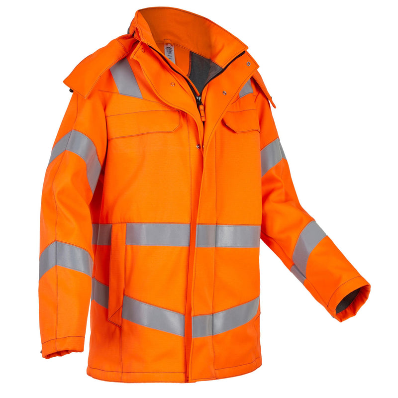 Rofa Herren Multinorm Warnschutzjacke 5452363 leuchtorange, Klasse 3 mit abnehmbarer Kapuze, Vorderansicht