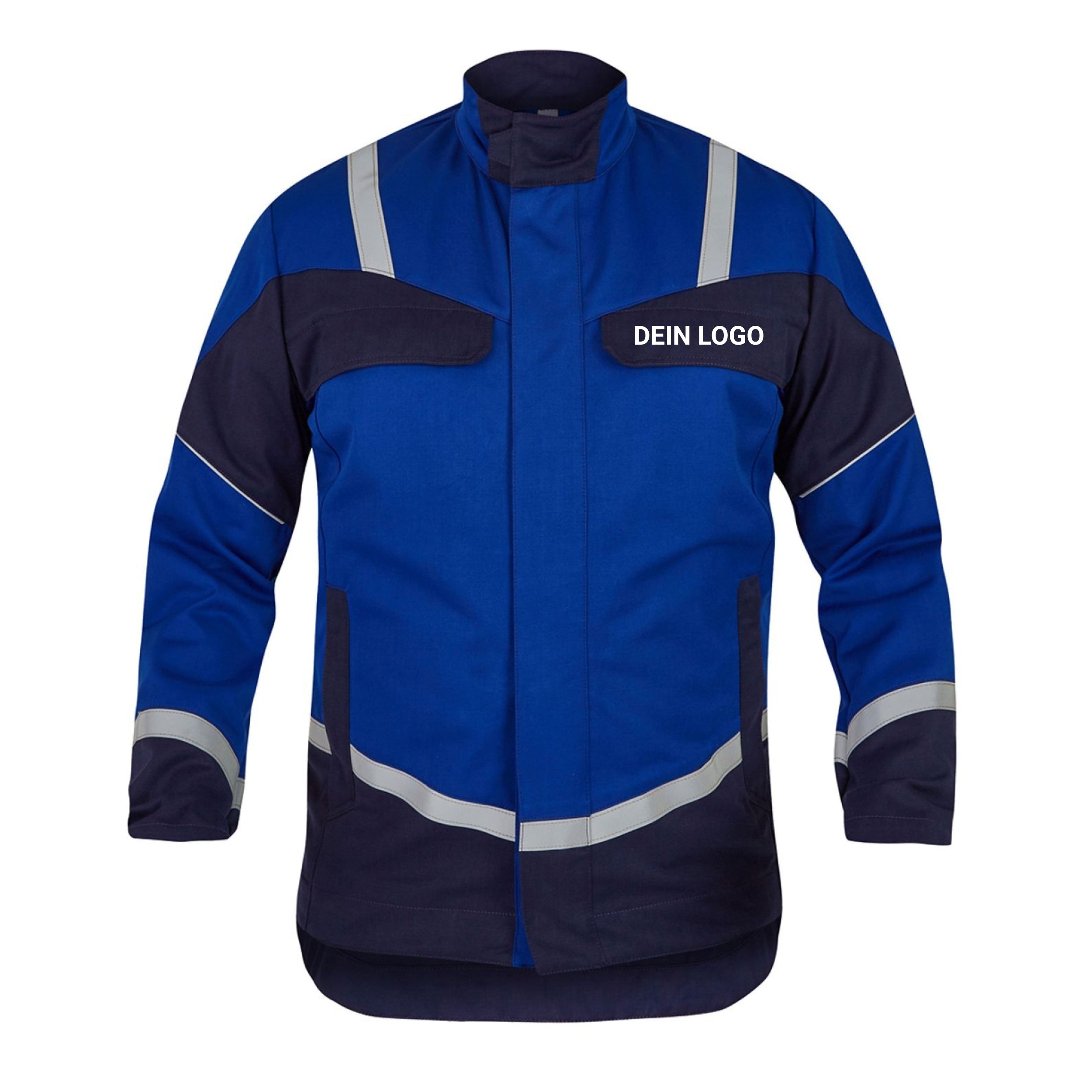 Rofa Herren Elektriker Arbeitsjacke 1552365 Kornblau/Marine, mit Reflexstreifen, Stehkragen - verlängerter Rücken, Bewegungsfalten