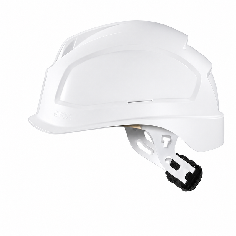 Uvex pheos E-S-WR Elektriker-Schutzhelm weiß, 1000 V isoliert, EN 397, Seitenansicht